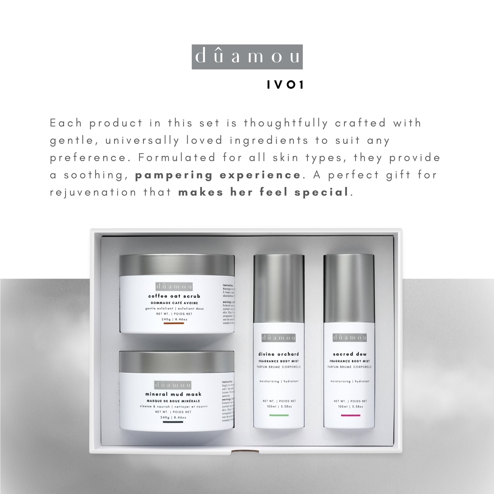 dûamou IV01 Gift Set For Women - Luxury Rejuvenating Pampering Self-ca